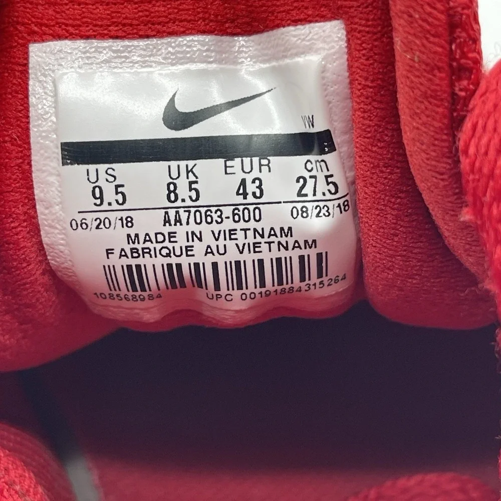 Nike Retaliation TR 2 AA7063-600 Men's Size 9.5 Training Shoes Red Black Sneaker